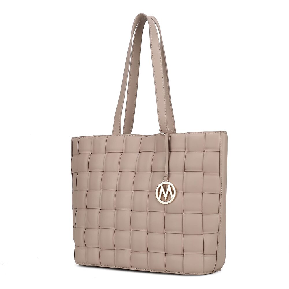 1924 Tote Bag , Vegan Leather Woven Top-Handle Satchel Handbag Purse